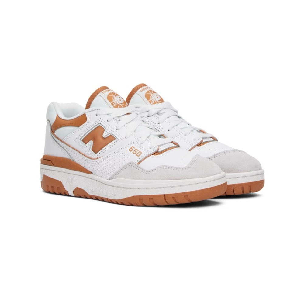 New Balance 550 White with Sepia and Rain Cloud